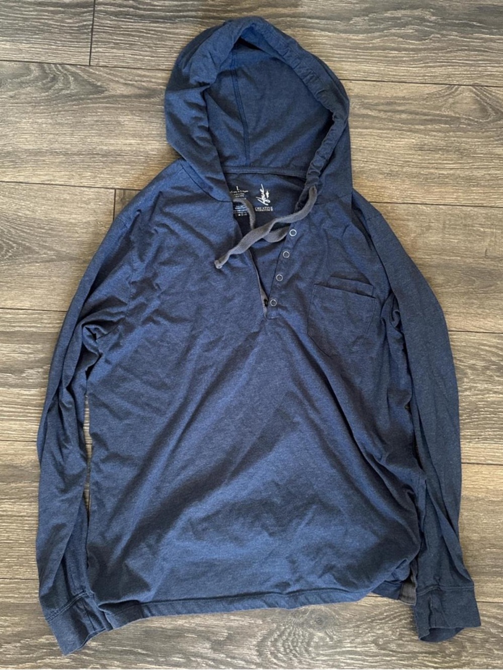 Men's Hooded Henley Long-Sleeve Shirt - Navy